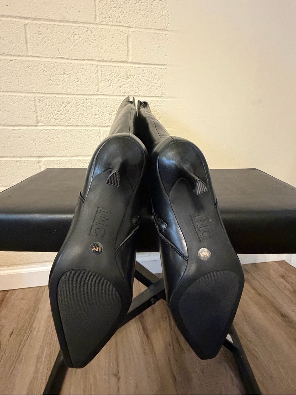 INC International Concepts Black Over-the-Knee Pointed-Toe Stiletto Boots - Picture 4 of 5